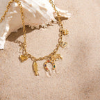 18K Gold Wicked Luck Horseshoe Clover Charm Necklace