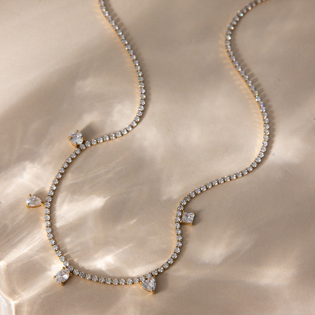 18K Gold Eternal Brilliance Tennis Dainty Choker Necklace
