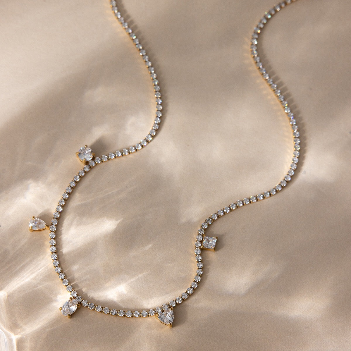 18K Gold Eternal Brilliance Tennis Dainty Choker Necklace