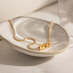 18K Gold Endless Love MOM Charm Tennis Necklace