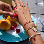 18K Gold Waterproof Red Cherry Trendy Hand Jewelry Chain Bracelet