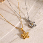 18K Gold Cherry Flower Pendant Necklace