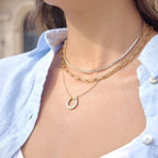 18K Gold Lucky Strike Horseshoe Chunky Statement Pendant Necklace
