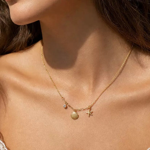 18K Gold Beach Vibe Charm Necklace