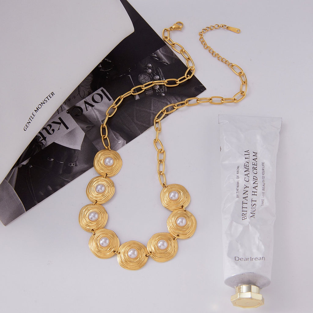 18K Gold Modern Goddess Pearl Chunky Statement Necklace