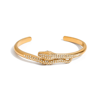 18K Gold Serpent Seduction Statement Bangle Bracelet Stack