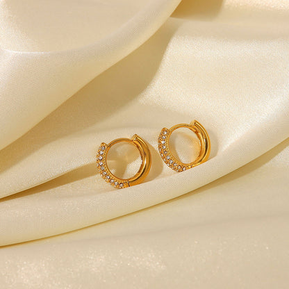 18K Gold Minimalist Bling Small Hoop Huggie Earrings