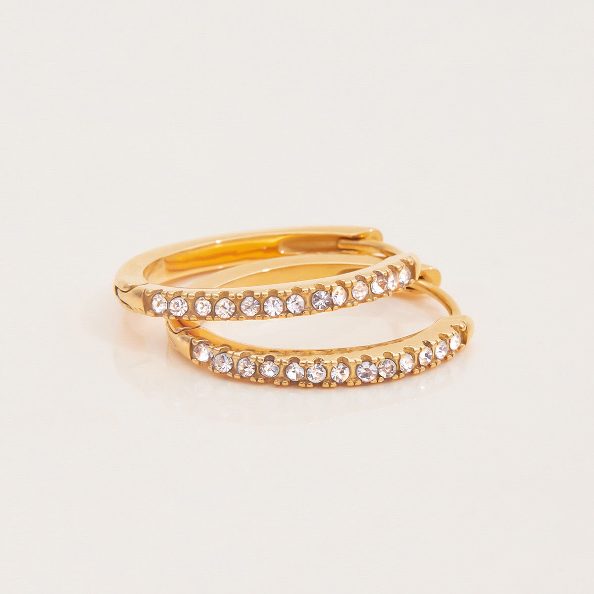 18K Gold Minimalist Bling Huggie Earrings Ear Cuffs Set