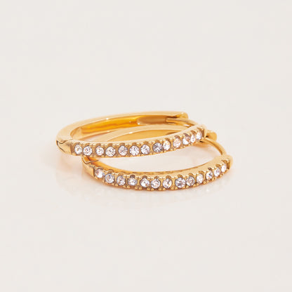 18K Gold Minimalist Bling Huggie Earrings Ear Cuffs Set