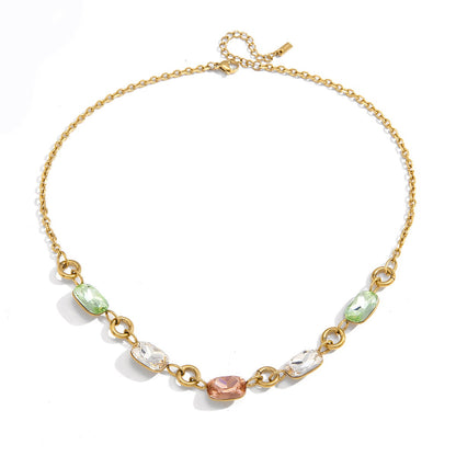 18K Gold Summer Spritz Color Gem Statement Chain Necklace
