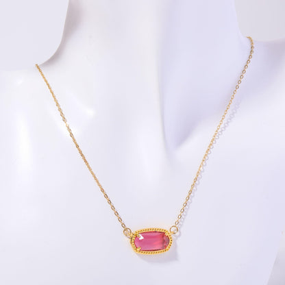 18K Gold Trendy Birthstone Pendant Necklace