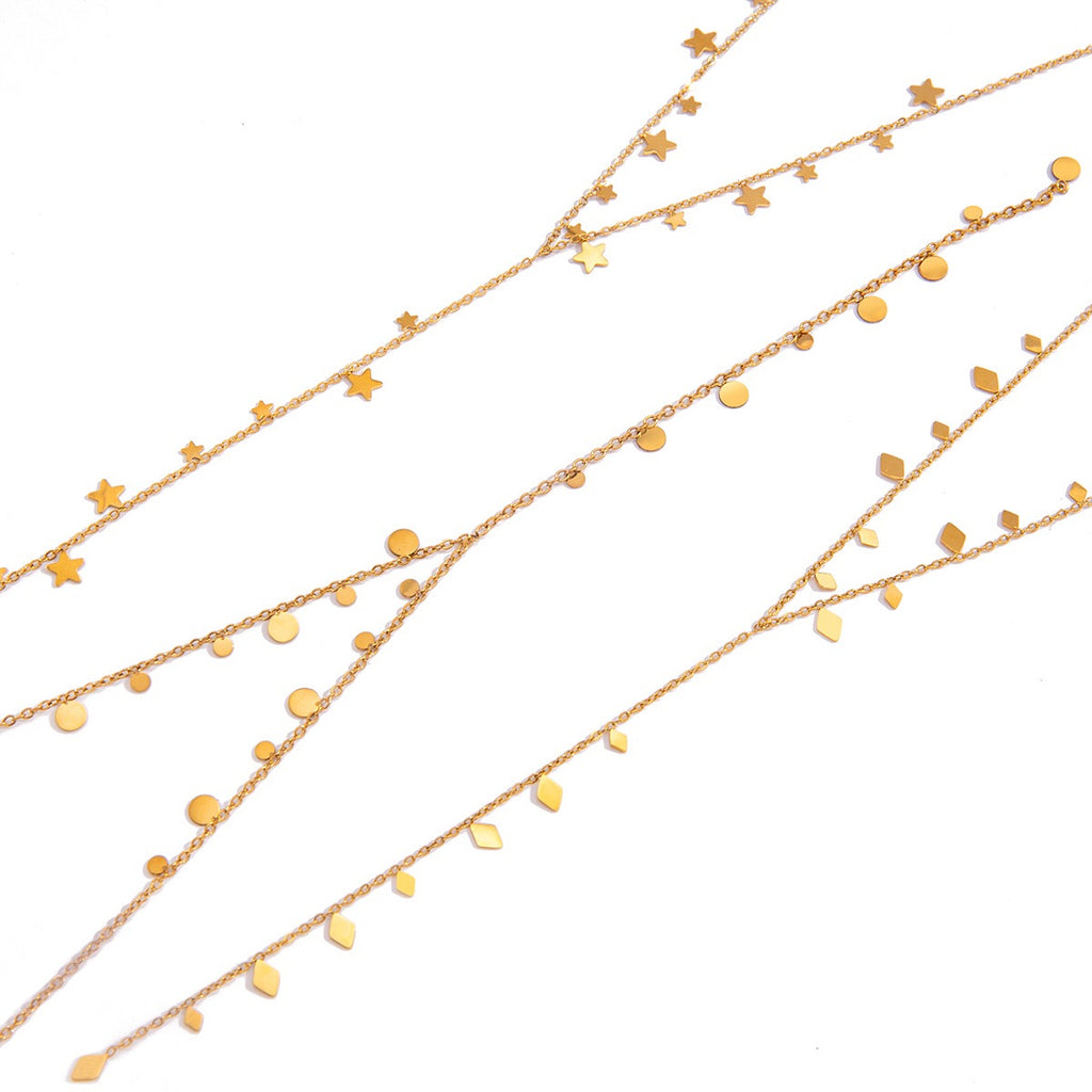18K Gold Milky Way Y Shape Lariat Chain Necklace