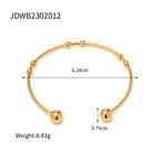 18K Gold Floating Beades Stacking Cuff Bangle Bracelet