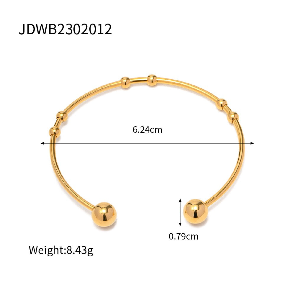 18K Gold Floating Beades Stacking Cuff Bangle Bracelet