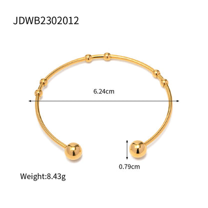 18K Gold Floating Beades Stacking Cuff Bangle Bracelet