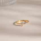 18K Gold Clover Kiss Dainty Stacking Cuff Ring