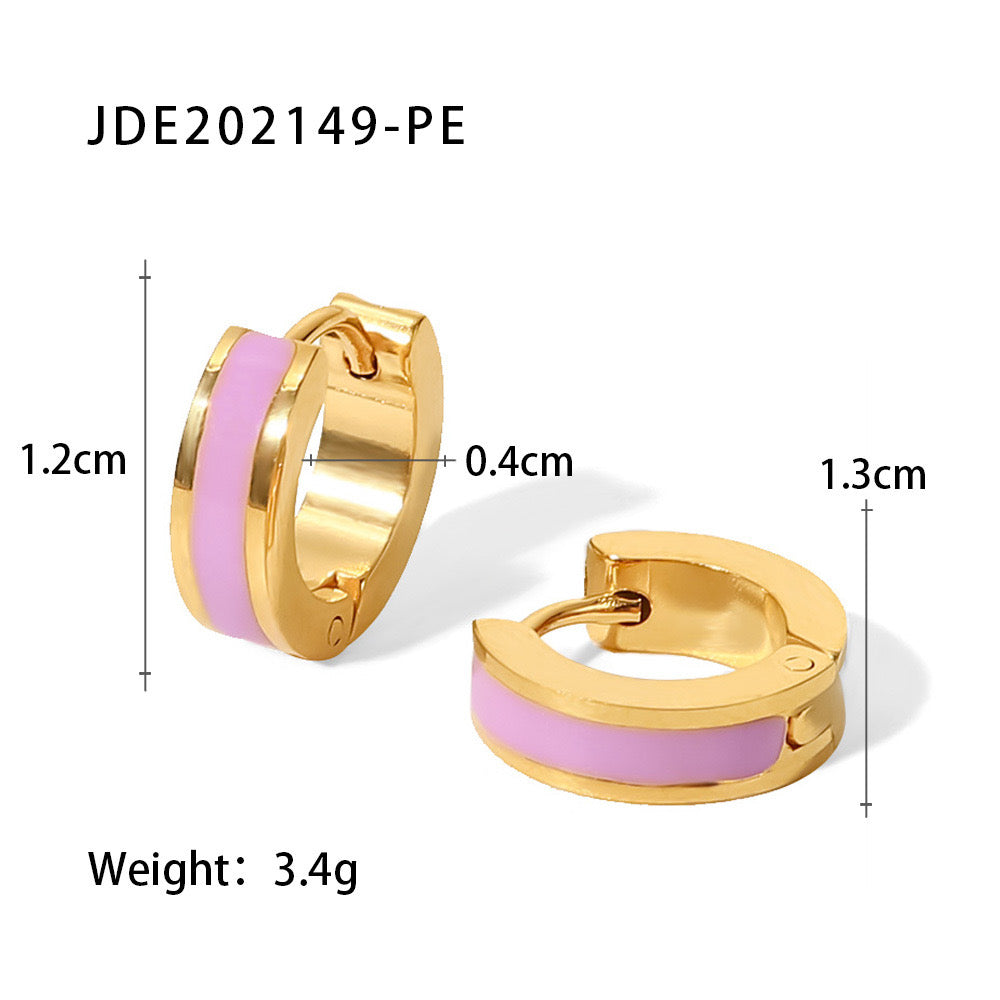 18K Gold Color Small Hoop Huggie Earrings