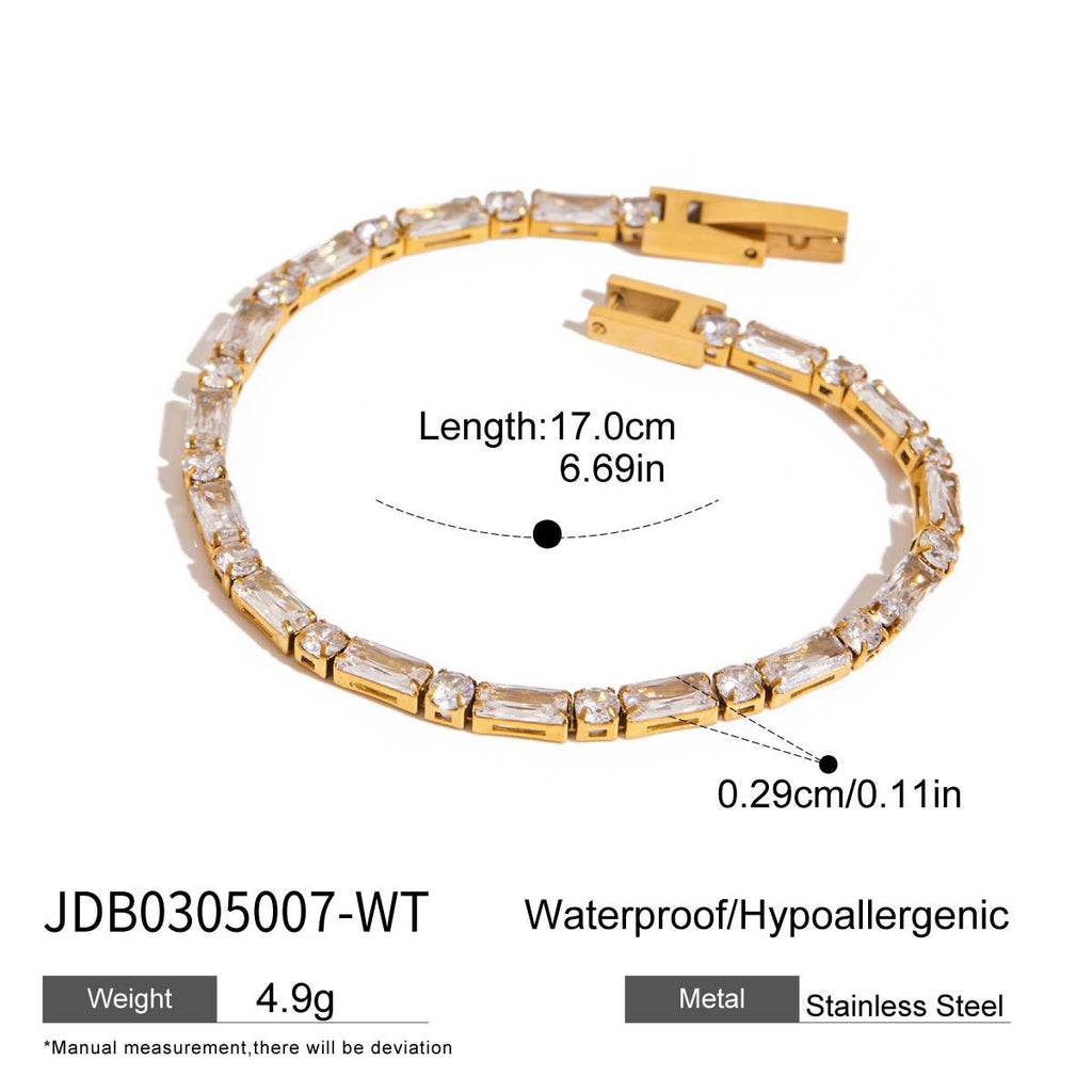 18K Gold Diamond Fever Paperclip Chain Cuff Bangle Tennis Bracelet Stack
