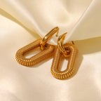 18K Gold Double Hoop Dangle Huggie Earrings
