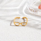 18K Gold Sexy Nerd Dainty Glasses Stacking Cuff Ring