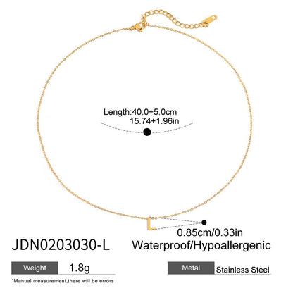 18K Gold Minimalist Initial Letter Dainty Chain Necklace