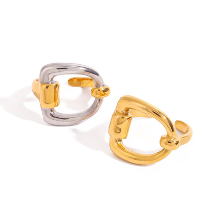 18K Gold and Silver Two Tone Geometric Statement Ring