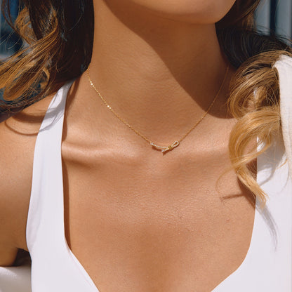 18K Gold The Promise Knot Pave Dainty Pendant Necklace