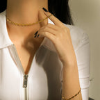 18K Gold Dainty Flower Disc Chain Choker Necklace