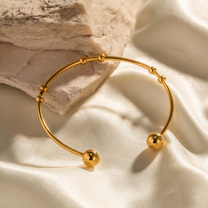 18K Gold Floating Beades Stacking Cuff Bangle Bracelet