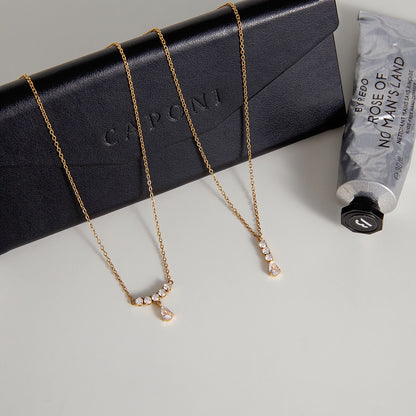 18K Gold High-wattage sparkle Pedant Y Shape Layered Necklace Set