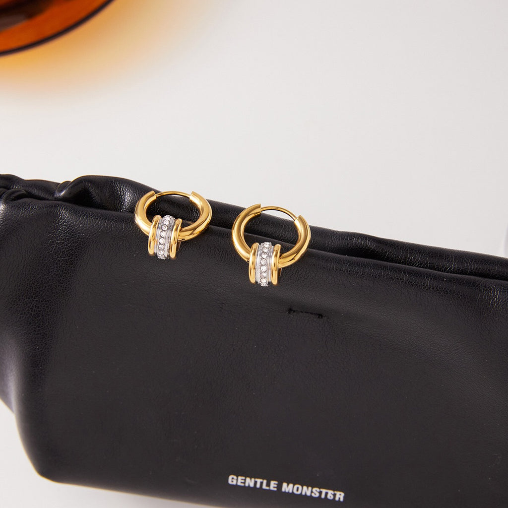 18K Gold and Silver Two Tone Spinelli Muse Small Hoop Huggie Earrings