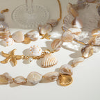 18K Gold Chunky Summer Seashell Statement Choker Necklace