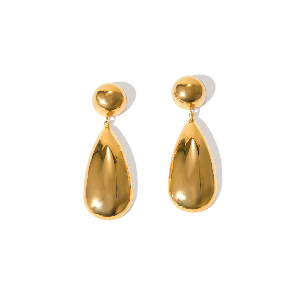 18K Gold Water Drop Dangle Statement Earrings