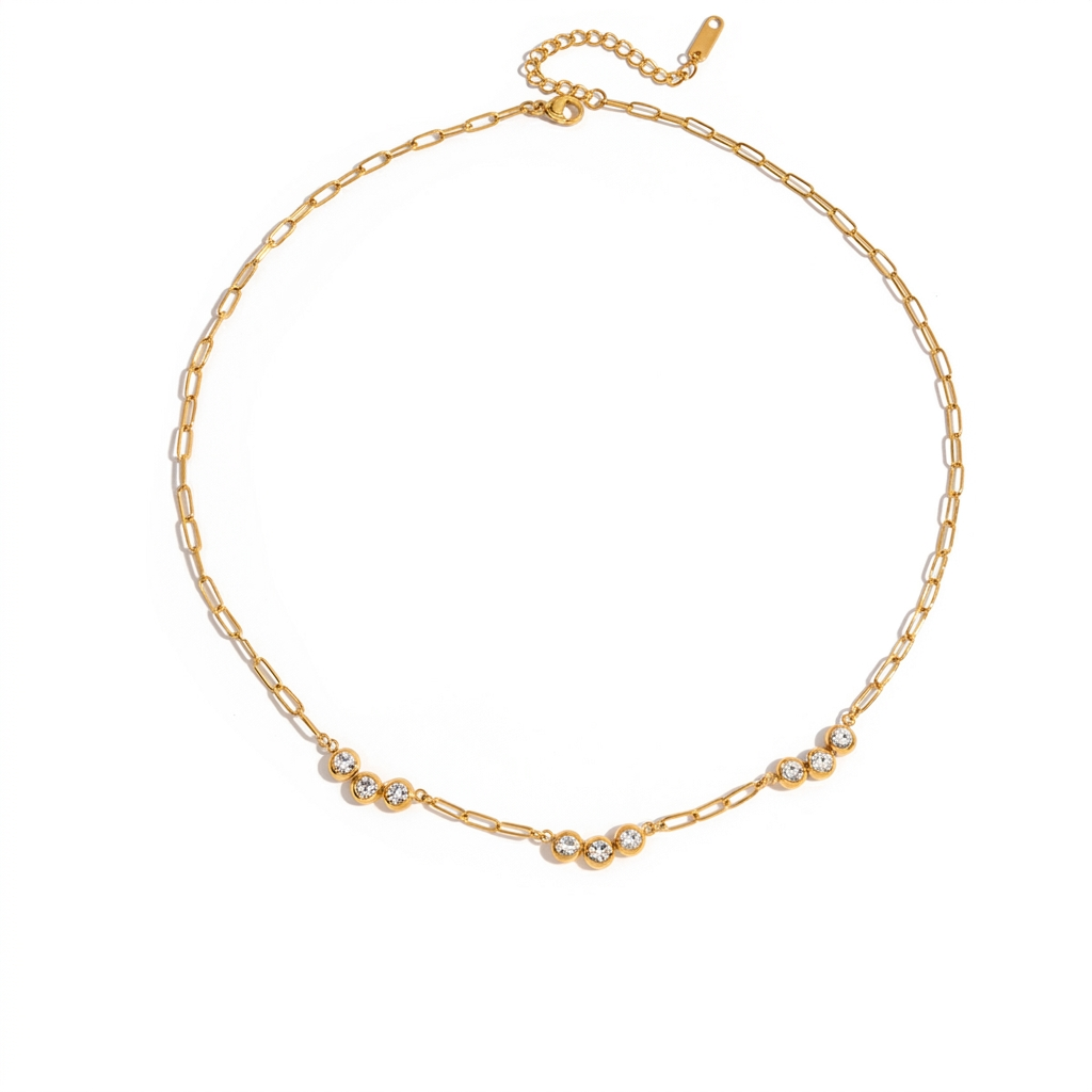 18K Gold Pearl Talk Simple Paper Clip Chain Necklace