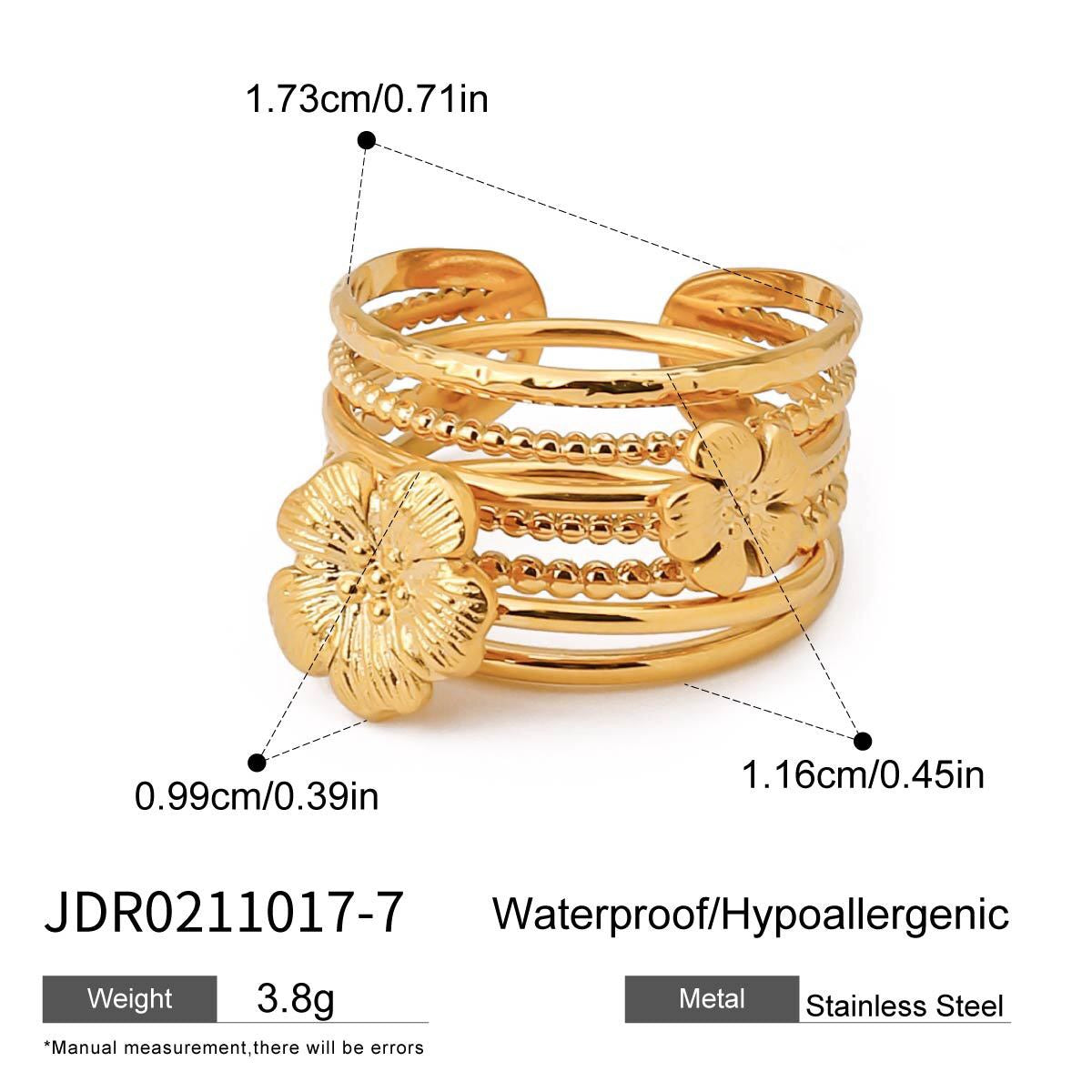 18K Gold Goddess Glow Four Leaf Clover Stacking Rings Set