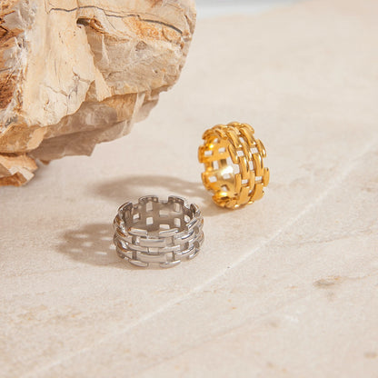 18K Gold Status Watch Band Chain Ring