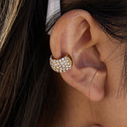 18K Gold Diamond Fever Huggie Earrings Ear Cuff Set