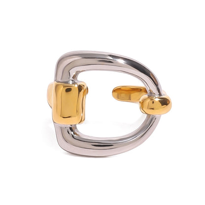 18K Gold and Silver Two Tone Geometric Statement Ring