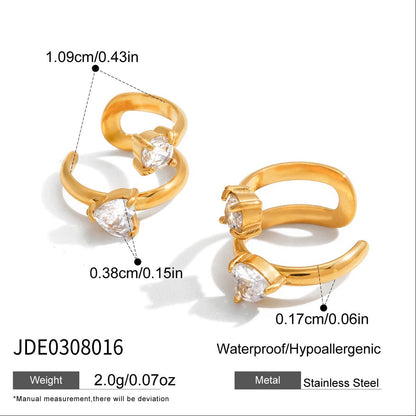 18K Gold Dazzle Huggie Dangle Earrings CZ Ear Cuffs Stack