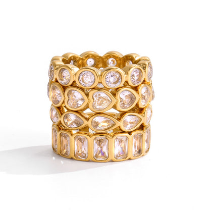 18K Gold Extra Shine Heart Eternity Tennis Ring