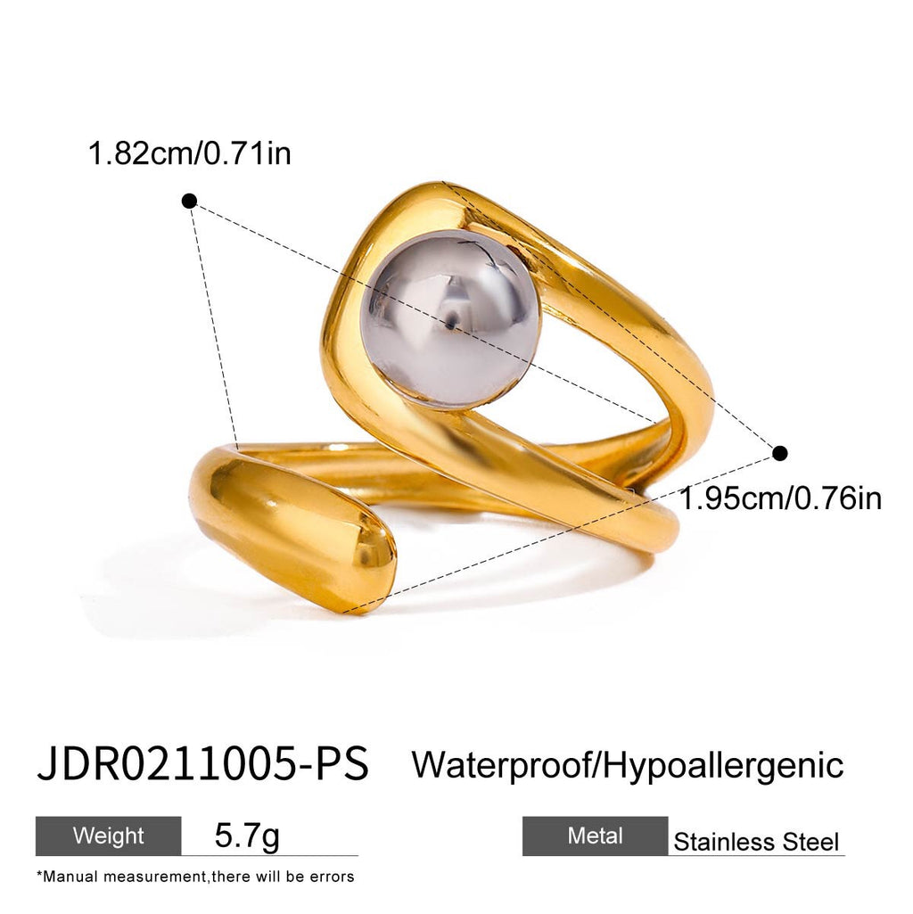 18K Gold and Silver Two Tone Single Point Statement Cuff Ring