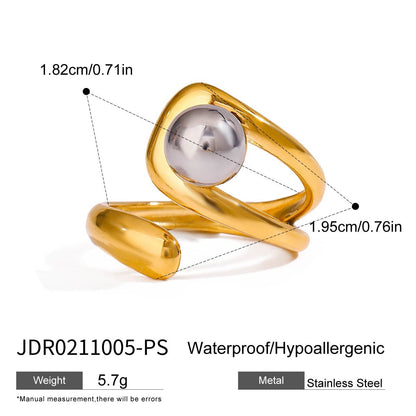 18K Gold and Silver Two Tone Single Point Statement Cuff Ring