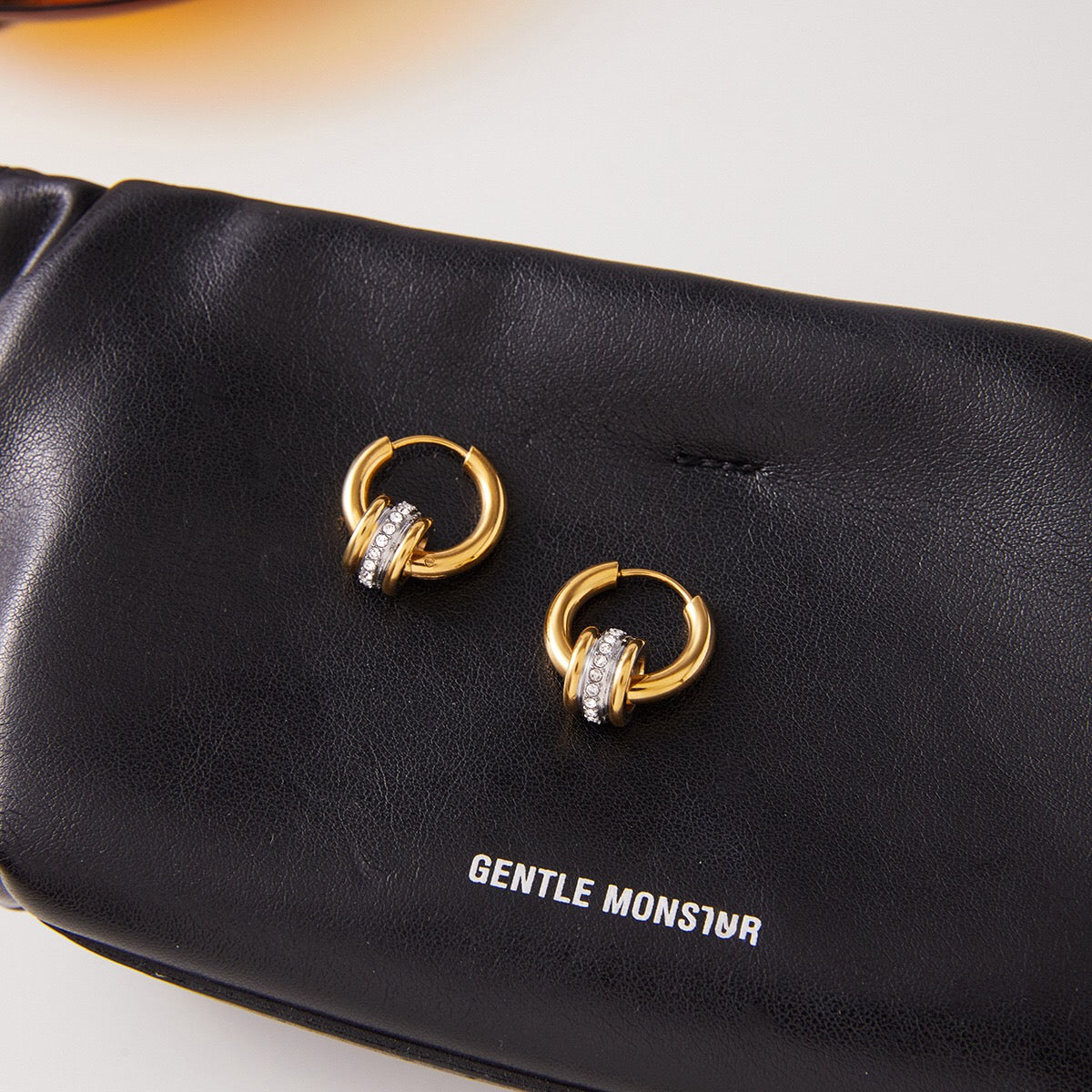 18K Gold and Silver Two Tone Spinelli Muse Small Hoop Huggie Earrings