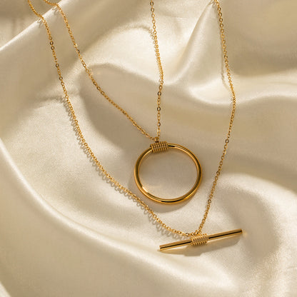 18K Gold Geometric Delicate Chain Layered Necklace