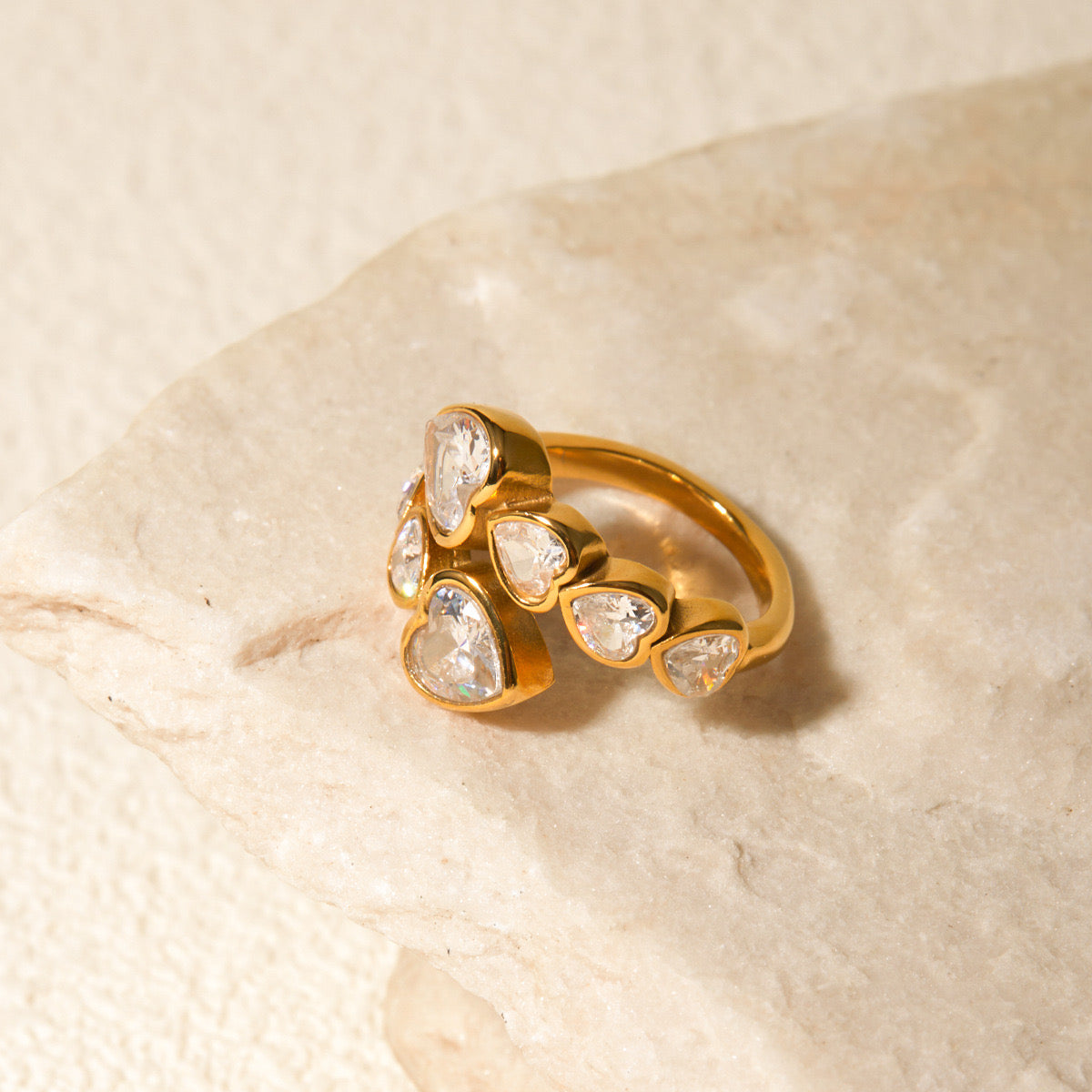 18K Gold Heart Statement Ring