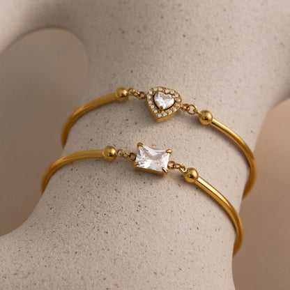 18K Gold Love Me Loud Heart Statement Chain Bracelet