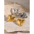 18K Gold Heart Flipped CZ Stud Earrings