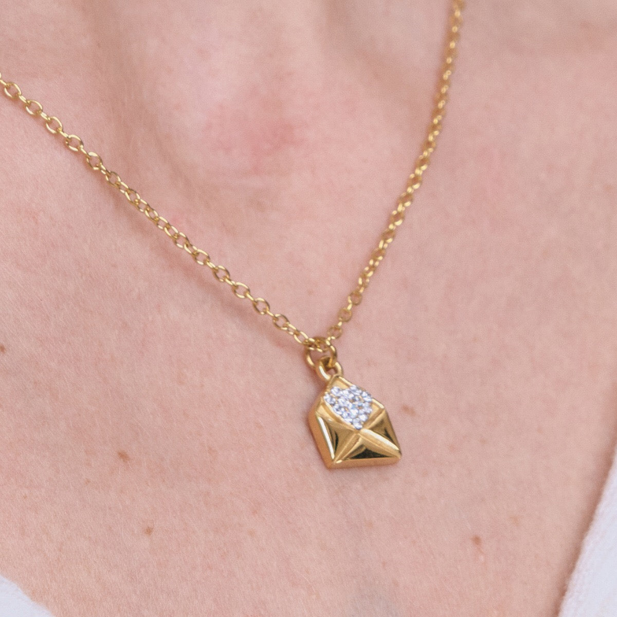 18K Gold Written in Love Bling Heart Pendant Dainty Necklace