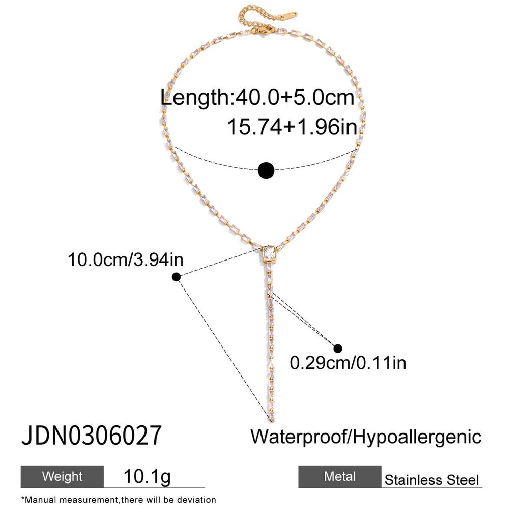 18K Gold High-wattage sparkle Pedant Y Shape Layered Necklace Set