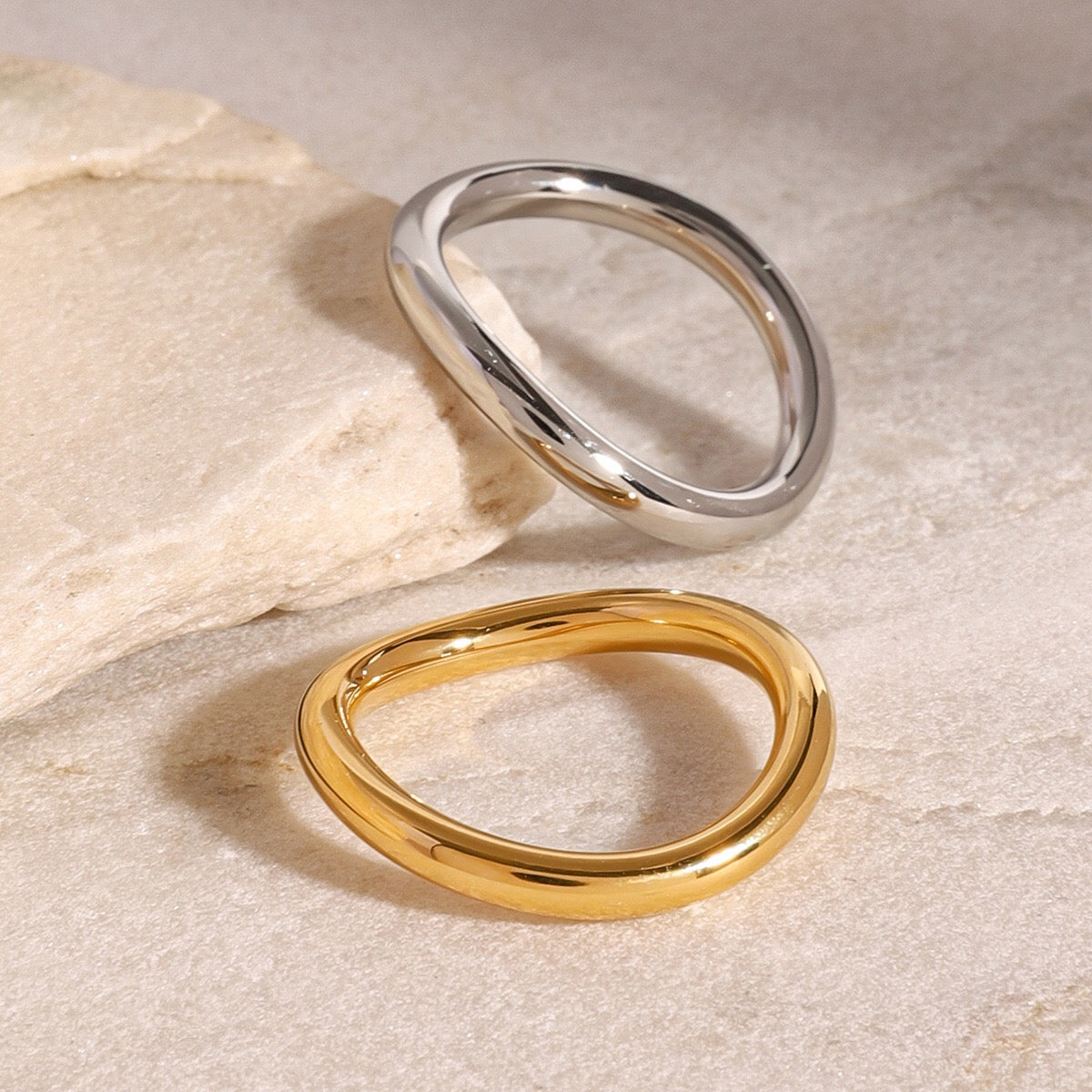 18K Gold and Silver Clean Lines Chic Stacking Rings